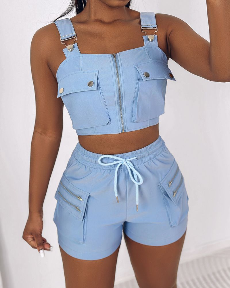 Women's Clothing suspender vest + shorts set_ecoleips.com
