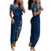 Cross-border European And American Women's Clothing 2025 New Fashion Casual V-neck Printed Short-sleeve Long Pants_ecoleips.com