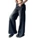 Women's Clothing High Street Jeans For Women Washed Old Design Wide Leg Pants Loose Flared Floor Length Pants_ecoleips.com