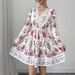 Women's Clothing New Privé Pattern V Neck Long Sleeve Dress_ecoleips.com