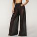 Women's Pure Color Mesh Sexy See-through Wide-leg Pants_ecoleips.com