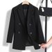 Women’s Black Blazer – Oversized Longline Casual Blazer Coat, Korean Style British-Inspired Jacket_ecoleips.com