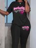Women's Casual Loose And Fashionable Lip Print And Letter Pattern Printed Loose T-shirt+cropped Pants Two-piece Set Home Sportswear Daily Wear-463_ecoleips.com