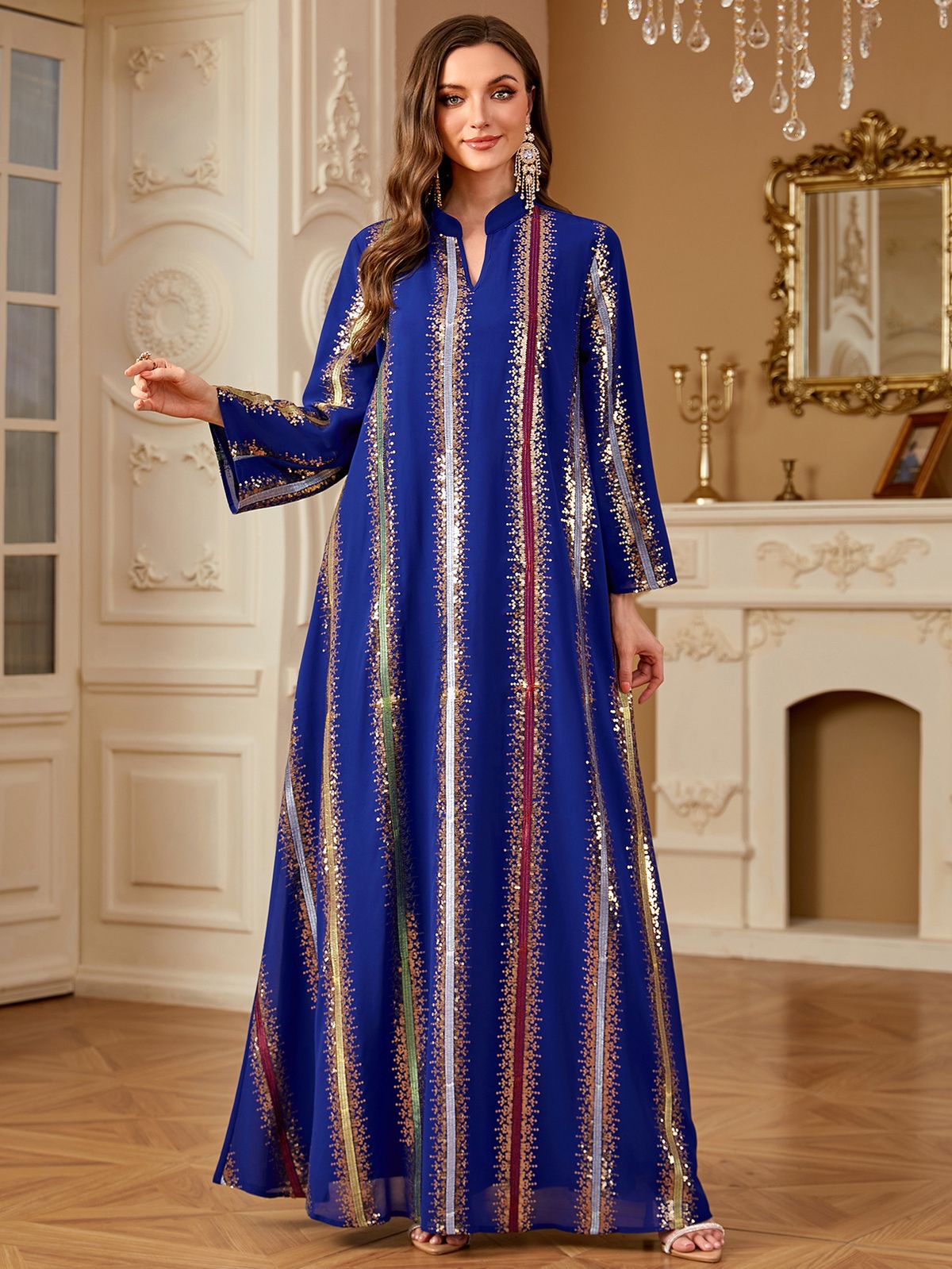 Women's Long Robe Chiffon Embroidered Dress Muslim Fashion Relaxed Everyday Wear Comfortable Feshion_ecoleips.com