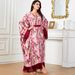 Muslim Dress Women Flowing Batwing Sleeve Abaya Dress – Red Fringe Trimmed Maxi Dress, Lightweight Polyester, Modest & Boho Chic For Women_ecoleips.com