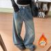 LiLi Apparel Women's Fleece-Lined Starry Galaxy Rhinestone Wide-Leg Jeans 2026 Winter High-Waisted High-End Floor-Length_ecoleips.com
