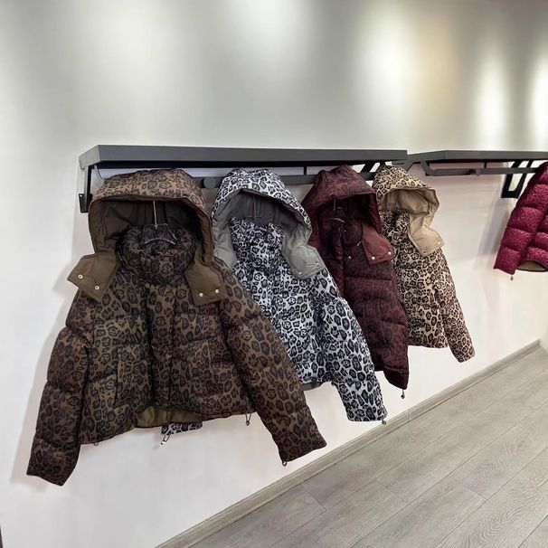 Short Leopard Print Cotton Clothes Women's Hooded Simple And Fashionable Design Sense Loose Personalized Cotton Coat_ecoleips.com