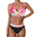 Women's Clothing New Plus Size Colorful Printed Bikini Set Triangle Skirt Two Piece Swimsuit For Women_ecoleips.com