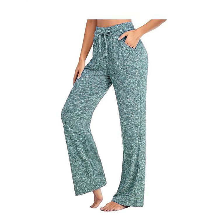 Women's High-Waisted Wide-Leg Lounge Pants – Ultra-Soft Polyester, Breathable & Stretchy, Perfect For Yoga, Travel & Everyday Comfort (12 Colors)_ecoleips.com