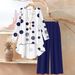 Women's Three Quarter Sleeve Printed Jacket And Shirt Set Round Neck Spring Autumn Fashion Cross Border E-commerce Style For Europe And America_ecoleips.com