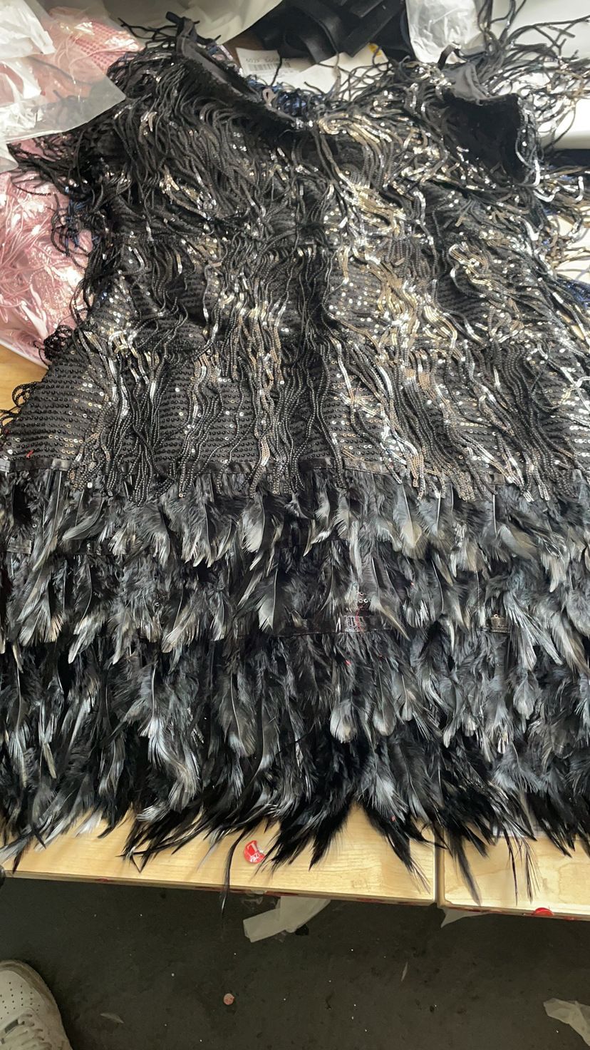Women's Clothing Tassel Sequin Feather Stitching Dress Color Dress_ecoleips.com