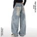 Women's Blue Wide Leg Jeans Loose Straight Leg Pants Versatile Embroidered Plus Size Regular Thickness Autumn Winter Style_ecoleips.com