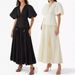 Women's Clothing Casual Solid Color Five Point Sleeves V Neck Lace Up Dress_ecoleips.com