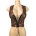 2026 Cross-Border European And American Style Women's Halter Neck Tie Sexy Hollow Matte Leather Cropped PU_ecoleips.com