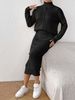 Elegant Solid Color Women's Outfit - High Neck Pullover Sweater & Bodycon Pencil Skirt Two-Piece Set_ecoleips.com