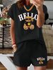 Women’s 2 Piece Outfit Set – Oversized Graphic T-Shirt And Biker Shorts Matching Set, Casual Summer Lounge Tracksuit For Daily Wear-304_ecoleips.com