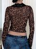 Elegant Women's Top, Sexy V-neck Printed Dress With Lace Trim, Long-sleeved Cardigan, Semi-sheer Top, Suitable For Spring And Autumn, Perfect For Daily Commutes._ecoleips.com