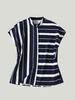 Summer New Style Women's Elegant Stand Collar Striped Shirt Top Short Sleeve Elegant Fashionable Trendy_ecoleips.com