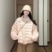 girl Ligh Oxygen Pink Down Jacke For Women Winer New Swee Syle Amosphere Simple Solid Color Turn-Down Collar Coon_ecoleips.com