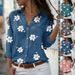 Floral Print Oversized Blouse – Long-Sleeve Loose Fit Shirt (Breathable Polyester, Stretch Comfort, Grey/Pink/Green/Blue, S-3xl)_ecoleips.com