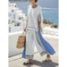 Women's Colorblock Stripe Lounge Set Oversized Cropped Top Wide-Leg Pants S-5XL 27 Colors_ecoleips.com
