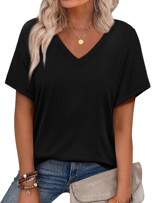 Alaroo Womens Summer Tops 2026 V Neck Short Sleeve Shirts Trendy Dressy Casual Vacation Outfits Printed_ecoleips.com