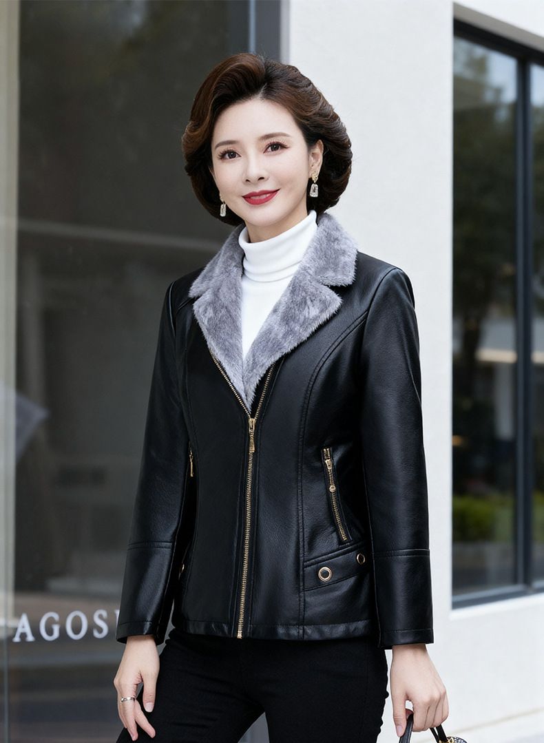 Women’s Fleece-Lined PU Leather Jacket – Plus Size Winter Coat With Faux Fur Collar (XL-6XL, Euro Sizing For 90-140lbs, Warm & Stylish Outerwear)_ecoleips.com
