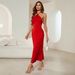 Women's Clothing Summer New Fashion Women's Sexy Summer Halter Sleeveless Solid Color Party Dress_ecoleips.com