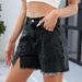Women's High Waist Distressed Denim Shorts - Side Slit Stretch Hot Pants With Vintage Wash Casual Summer Jean Shorts For Women_ecoleips.com
