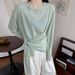 Green Sunscreen Hoodie Women's Summer 2025 New Loose Design Binding Long Sleeve T-shirt Knitted Outerwear Top_ecoleips.com