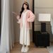 Winter New Korean Fashion Thickened Bow Cardigan 2-Piece Set Maternity Dress_ecoleips.com