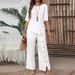 Women's Elegant Fashion Casual Two Piece Suit Irregular Hem Trousers With Button Half Sleeve Shirt Loose Fit 2026_ecoleips.com