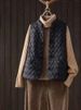girl Chinese Retro Double-Breasted Button Down Cotton Vest For Women Winter Lightweight Layering Slimming Warm Padded Jacket_ecoleips.com