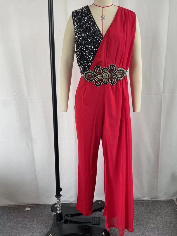 Women's Clothing Long Sleeve Lace Lace Waisted Two piece Jumpsuit_ecoleips.com