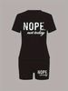 Summer Women's Casual Fashion Letter Print Loose T-shirt+shorts Two-piece Sportswear Suitable For Daily Wear-51_ecoleips.com