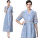 Women's French Style Lace Dress Light Luxury Heavy Suit Collar Waist Cinching Hollowed Out Slimming Midi Skirt With Belt_ecoleips.com