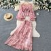 Women's Clothing Floral Print Two Piece Set French Romantic V Neck High Waist Mesh Skirt Autumn Clothing Waist Cinching_ecoleips.com