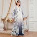 Muslim Dress Women Elegant Printed Maxi Dress – Floral Embroidery Long Sleeve Abaya, Lightweight Polyester, Modest & Stylish For Everyday Wear_ecoleips.com