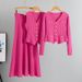 Women’s Clothing slim fit skirt sweater three piece suit for women spring and autumn new vest knitted cardigan suit_ecoleips.com