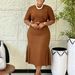 African Summer Women's Dress Solid Color Round Neck Short Sleeve Fashionable Commuting Slim Fit Plus Size_ecoleips.com
