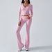 Diyun 2025 Women's Casual Sports Slim Fit Knitted Sleeve Long Pants Two-Piece Set_ecoleips.com