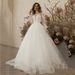 High-End European American Export Wedding Dress Summer Long Train Sexy Tulle Off-Shoulder Puff Sleeve for Women_ecoleips.com