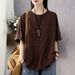 Short-Sleeved T-Shirt For Women; Features A Stylish Design With Seamless Stitching And A Relaxed, Casual, Retro Style; A_ecoleips.com