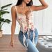 Cross-border Summer Fresh And Sweet Floral Print Cross-tie Underwire Slim-fit French Sexy Camisole 881807_ecoleips.com