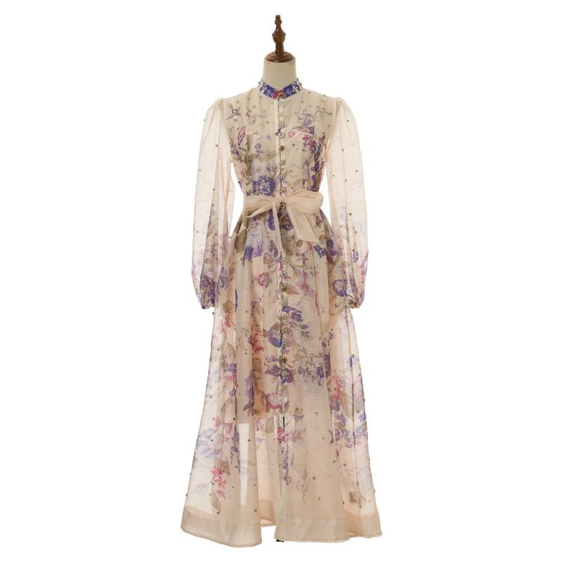 Women's Clothing Women's Floral Diamond Long Dress Large Skirt Niche Design Spring Summer For Formal & Casual For Women_ecoleips.com