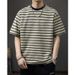 Retro Style Digital Print Striped T-Shirt Short Sleeved round Neck Thin Top for Men And Women Summer New_ecoleips.com