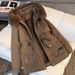 Women's Clothing Winter Coat With Faux Fur Collar, Oversized Short Puffer Jacket, Warm Thickened Quilted Outerwear, Casual Loose Fit, Zip-Up Hooded_ecoleips.com
