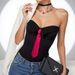 New Embroidered Patchwork Handmade Flower Camisole, Sexy Lace Trim Strapless Boning Vest For Export._ecoleips.com