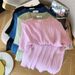 Women's Clothing Round Neck Short Sleeve Dress Sweet Solid Color Versatile Knitted Skirt_ecoleips.com