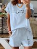 Women’s 2 Piece Outfit Set – Oversized Graphic T-Shirt And Biker Shorts Matching Set, Casual Summer Lounge Tracksuit For Daily Wear-357_ecoleips.com